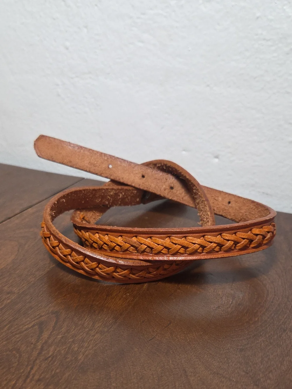 Braided Leather Belt Blank Brown Mens Size 34 Western